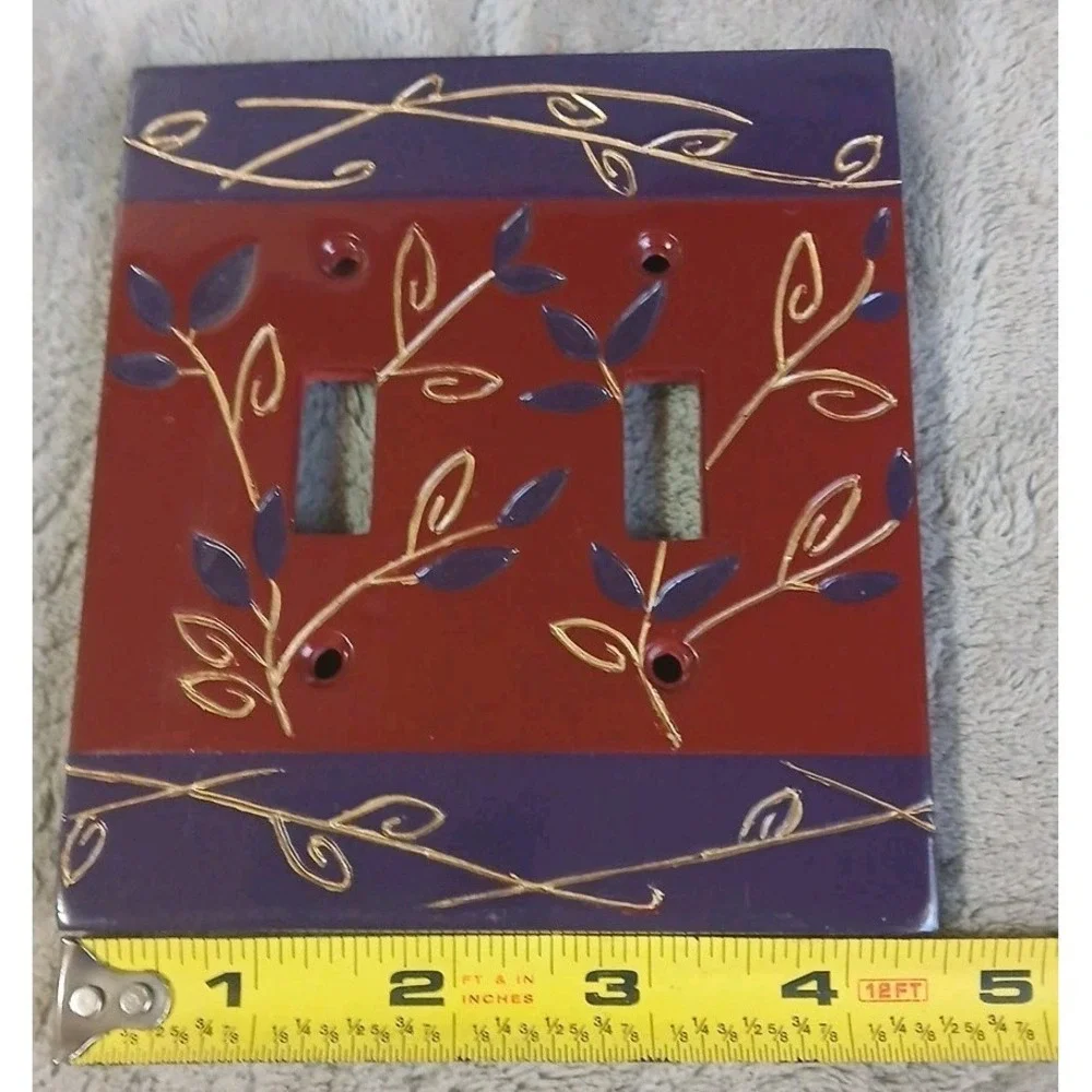 Springmaid Double Switch Plate Kashan‎ Purple Maroon Gold Accent Floral 5